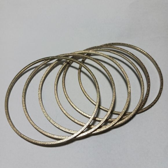 Gold Bangle Bracelets, Set of 6 - Picture 3 of 4